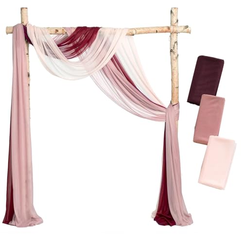 IUVYTA 3-teiliges Set Hochzeitsbogen Drapieren Stoff Sheer Chiffon Tüll Vorhang Drapieren Hintergrund Party Supplies Home Drapery Zeremonie Dekoration für Hochzeiten(E,8 metres) von IUVYTA