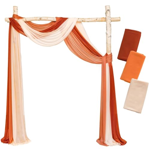 IUVYTA 3-teiliges Set Hochzeitsbogen Drapieren Stoff Sheer Chiffon Tüll Vorhang Drapieren Hintergrund Party Supplies Home Drapery Zeremonie Dekoration für Hochzeiten(F,6 metres) von IUVYTA
