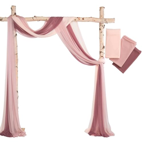 IUVYTA 3-teiliges Set Hochzeitsbogen Drapieren Stoff Sheer Chiffon Tüll Vorhang Drapieren Hintergrund Party Supplies Home Drapery Zeremonie Dekoration für Hochzeiten(G,6 metres) von IUVYTA