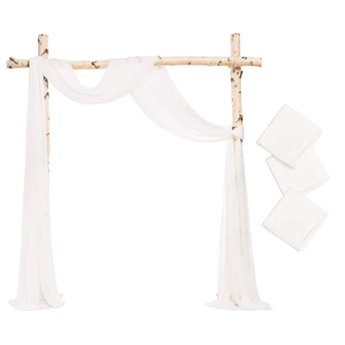 IUVYTA 3-teiliges Set Hochzeitsbogen Drapieren Stoff Sheer Chiffon Tüll Vorhang Drapieren Hintergrund Party Supplies Home Drapery Zeremonie Dekoration für Hochzeiten(White,8 metres) von IUVYTA