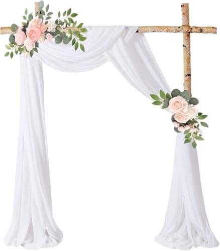 IUVYTA Chiffon-Hochzeitsbogen-Drapierungsstoff, Hochzeitsbogen-Vorhänge, durchsichtiger Hintergrundvorhang for Hochzeitszeremonie-Party-Dekor für Hochzeiten(White,300x75cm) von IUVYTA