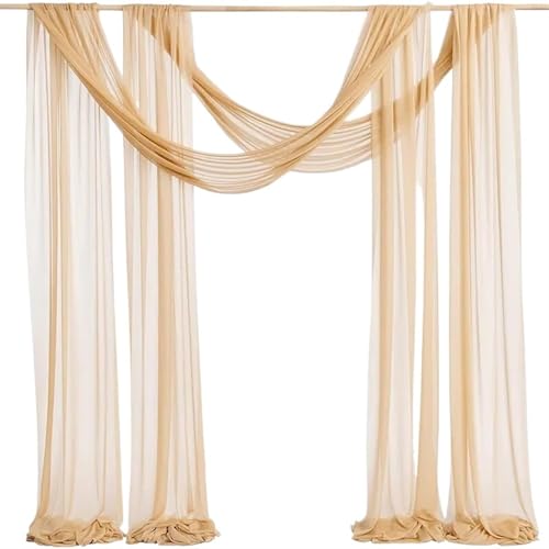 IUVYTA Hochzeit Drapieren Bogen Sheer Material Vorhänge for Hochzeiten Party Tüll Stoff Kulissen Chiffon Vorhänge Dekor für Hochzeiten(Beige,75X300cm 2pc) von IUVYTA
