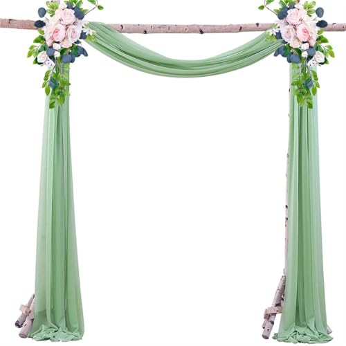 IUVYTA Hochzeit Drapieren Bogen Sheer Material Vorhänge for Hochzeiten Party Tüll Stoff Kulissen Chiffon Vorhänge Dekor für Hochzeiten(Light Green,75X300cm 2pc) von IUVYTA