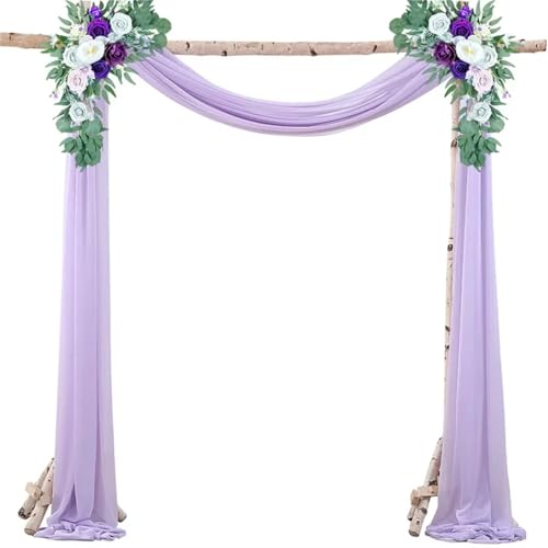 IUVYTA Hochzeit Drapieren Bogen Sheer Material Vorhänge for Hochzeiten Party Tüll Stoff Kulissen Chiffon Vorhänge Dekor für Hochzeiten(Light Purple,75X1000cm 2pc) von IUVYTA