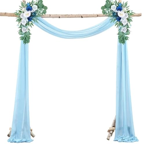 IUVYTA Hochzeit Drapieren Bogen Sheer Material Vorhänge for Hochzeiten Party Tüll Stoff Kulissen Chiffon Vorhänge Dekor für Hochzeiten(Sky Blue,75X1000cm 2pc) von IUVYTA