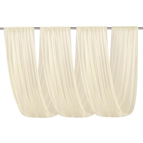 IUVYTA Hochzeitsbogen-Dach-Decken-Dekor, transparente weiße Vorhänge, Stoffgaze-Tüllvorhang for Party-Zeremonie-Bühnenhotel-Dekoration für Hochzeiten(Beige,W150XH600CM) von IUVYTA