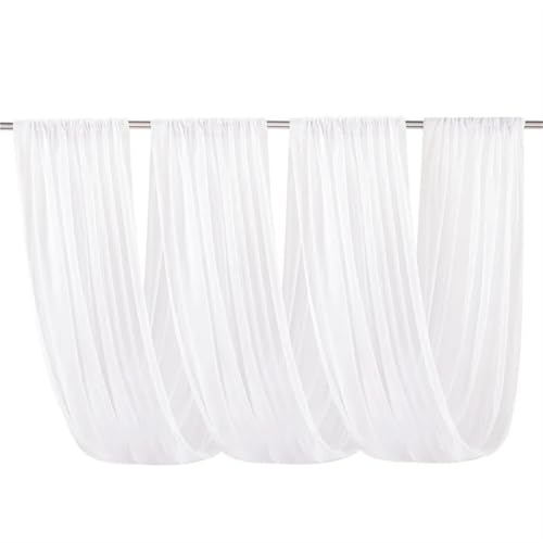 IUVYTA Hochzeitsbogen-Dach-Decken-Dekor, transparente weiße Vorhänge, Stoffgaze-Tüllvorhang for Party-Zeremonie-Bühnenhotel-Dekoration für Hochzeiten(White,W150XH300CM) von IUVYTA