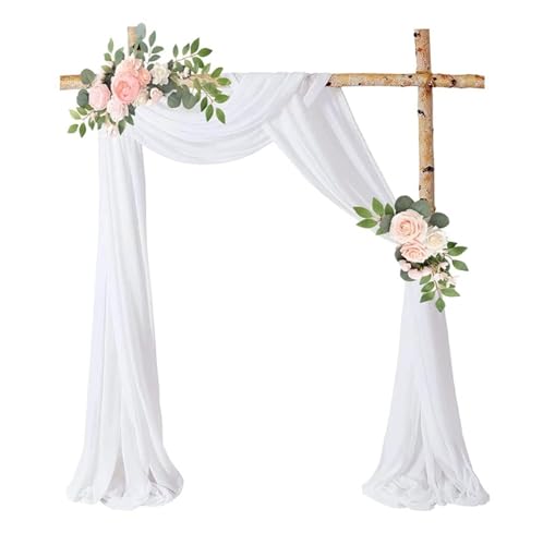 IUVYTA Hochzeitsbogen Drape Chiffon Stoff Drapieren Vorhang Draperie Hochzeit Geburtstag Party Dekor Drapieren Zeremonie Empfang Hängendes Dekor für Hochzeiten(White,75x300cm) von IUVYTA