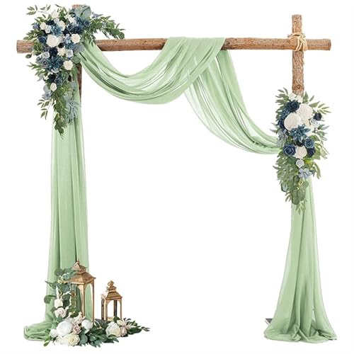 IUVYTA Hochzeitsbogen drapieren Chiffon Vorhang Vorhänge Hochzeit Bühnenhintergrund Drapieren Zeremonie Empfang Hängende Dekoration für Hochzeiten(Green,75x300cm) von IUVYTA