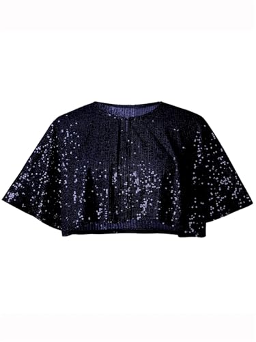 IUVYTA Hochzeitsschal mit Pailletten und Perlen, kurzer Umhang, Perlendekoration, Party, Netzstoff, kurzes Cover-Up-Kleid-Accessoire für Abendparty(Dark Blue) von IUVYTA
