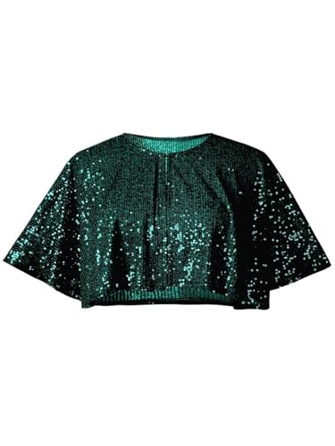 IUVYTA Hochzeitsschal mit Pailletten und Perlen, kurzer Umhang, Perlendekoration, Party, Netzstoff, kurzes Cover-Up-Kleid-Accessoire für Abendparty(Green) von IUVYTA
