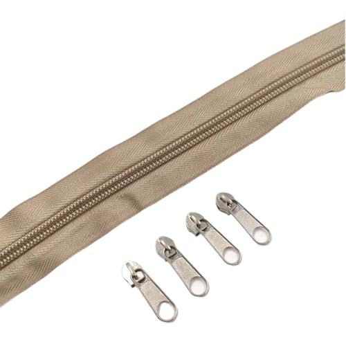 IUVYTA Nylon-Reißverschlussrollen in 1/2/3/5/10 Metern Länge mit verschiedenen Reißverschlussschiebern for Näh- und Bekleidungszubehör für Nähen(Khaki,10 Meter) von IUVYTA