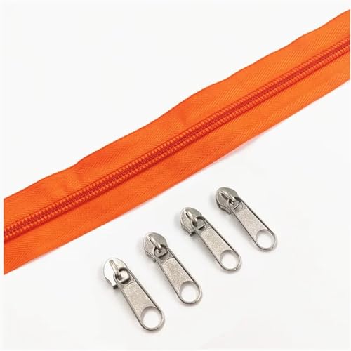 IUVYTA Nylon-Reißverschlussrollen in 1/2/3/5/10 Metern Länge mit verschiedenen Reißverschlussschiebern for Näh- und Bekleidungszubehör für Nähen(Orange,10 Meter) von IUVYTA