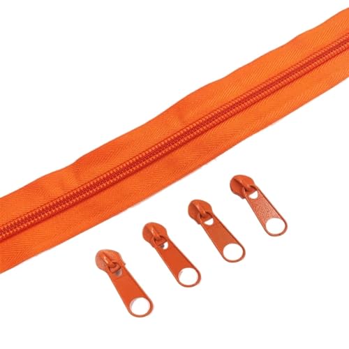 IUVYTA Nylon-Reißverschlussrollen in 1/2/3/5/10 Metern Länge mit verschiedenen Reißverschlussschiebern for Näh- und Bekleidungszubehör für Nähen(Orange 157,10 Meter) von IUVYTA