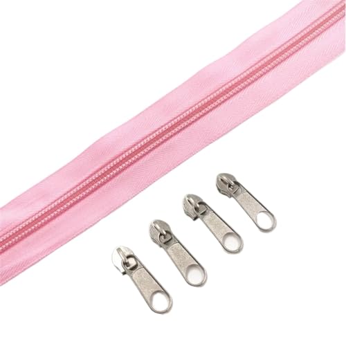 IUVYTA Nylon-Reißverschlussrollen in 1/2/3/5/10 Metern Länge mit verschiedenen Reißverschlussschiebern for Näh- und Bekleidungszubehör für Nähen(Pink,2 Meter) von IUVYTA