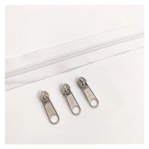 IUVYTA Nylon-Reißverschlussrollen in 1/2/3/5/10 Metern Länge mit verschiedenen Reißverschlussschiebern for Näh- und Bekleidungszubehör für Nähen(White,10 Meter) von IUVYTA