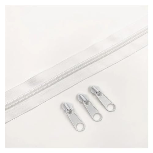IUVYTA Nylon-Reißverschlussrollen in 1/2/3/5/10 Metern Länge mit verschiedenen Reißverschlussschiebern for Näh- und Bekleidungszubehör für Nähen(White 101,10 Meter) von IUVYTA