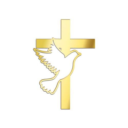 Kreuz-Kuchenaufsatz mit Taube, Acryl, religiöser Tortenaufsatz, Taube und Kreuz, Acryl, Taufe, Taufe, Comm Cake von IUYQY