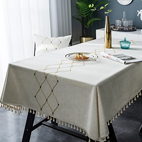 IVAPUPU Rechteckige Tischdecke, Leinenstoff, abwischbar, Jute, längliche Tischdecken, Polyester-Quaste, Tischdecke für Bauernhaus, Küche, Esszimmer, Terrasse IVAPUPU Rechteckige Tischdecke, Leinenstoff, abwischbar, Jute, längliche Tischdecken, Polyester-Quaste, Tischdecke für Bauernhaus, Küche, Esszimmer, Terrasse von IVAPUPU