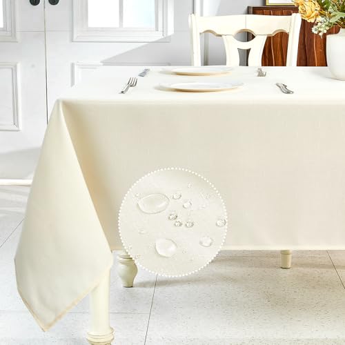 IVAPUPU Strukturierte Leinen-Tischdecke für rechteckige Tische, elfenbeinfarben, rechteckig, wasserdicht, knitterfrei, abwischbar, Esstischabdeckung für Frühling, Hochzeit, Geburtstag IVAPUPU Strukturierte Leinen-Tischdecke für rechteckige Tische, elfenbeinfarben, rechteckig, wasserdicht, knitterfrei, abwischbar, Esstischabdeckung für Frühling, Hochzeit, Geburtstag von IVAPUPU