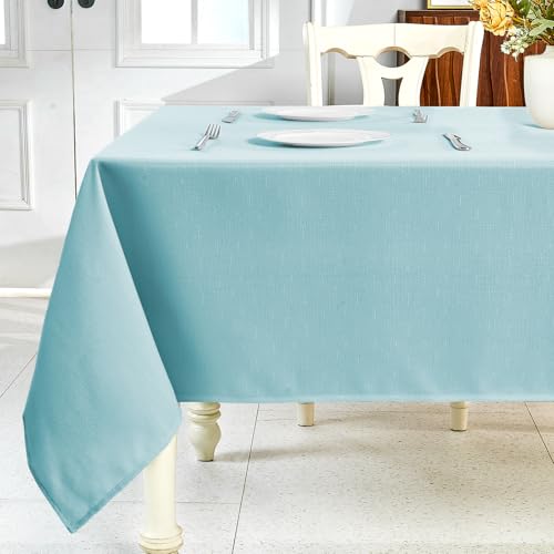 IVAPUPU Strukturierte Leinentischdecke für rechteckige Tische, hellblau, rechteckig, wasserdicht, knitterfrei, abwischbar, Esstischabdeckung für Frühling, Hochzeit, Geburtstag, Küchendekoration, 152,4 IVAPUPU Strukturierte Leinentischdecke für rechteckige Tische, hellblau, rechteckig, wasserdicht, knitterfrei, abwischbar, Esstischabdeckung für Frühling, Hochzeit, Geburtstag, Küchendekoration, 152,4 von IVAPUPU