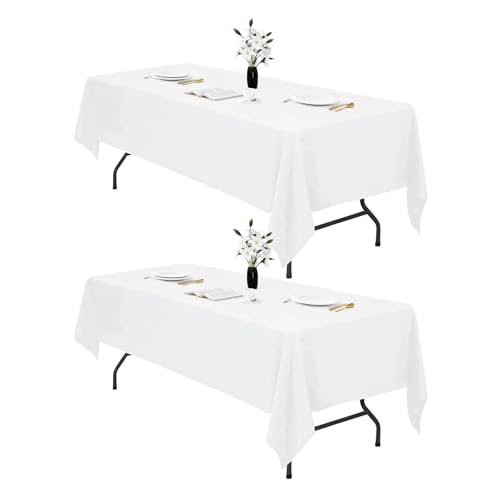 IVAPUPU Tischdecke, rechteckig, wasserdicht, waschbar, knitterfrei, für 180 x 213 cm, Weiß, 2 Stück IVAPUPU Tischdecke, rechteckig, wasserdicht, waschbar, knitterfrei, für 180 x 213 cm, Weiß, 2 Stück von IVAPUPU