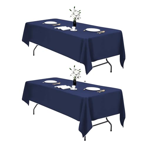 IVAPUPU Tischdecke, rechteckig, wasserdicht, waschbar, knitterfrei, für 183 cm große Tische, Hochzeit, Cocktail, Weihnachten, Party, Marineblau, 2 Stück IVAPUPU Tischdecke, rechteckig, wasserdicht, waschbar, knitterfrei, für 183 cm große Tische, Hochzeit, Cocktail, Weihnachten, Party, Marineblau, 2 Stück von IVAPUPU