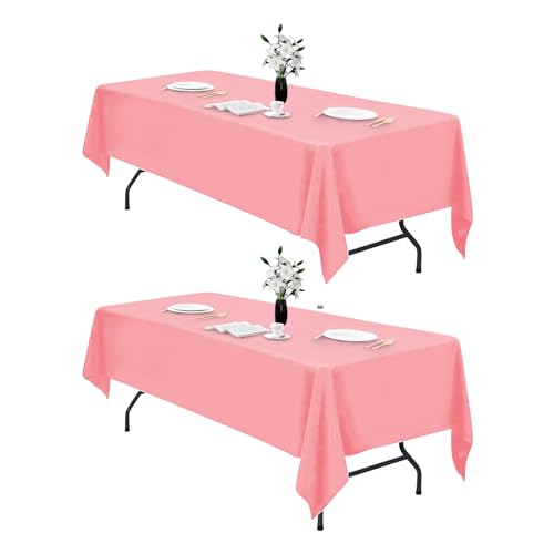 IVAPUPU Tischdecke, rechteckig, wasserdicht, waschbar, knitterfrei, für Tische, Hochzeit, Cocktail, Weihnachten, Party, 152,4 x 250,9 cm, Blush Pink, 2 Stück IVAPUPU Tischdecke, rechteckig, wasserdicht, waschbar, knitterfrei, für Tische, Hochzeit, Cocktail, Weihnachten, Party, 152,4 x 250,9 cm, Blush Pink, 2 Stück von IVAPUPU