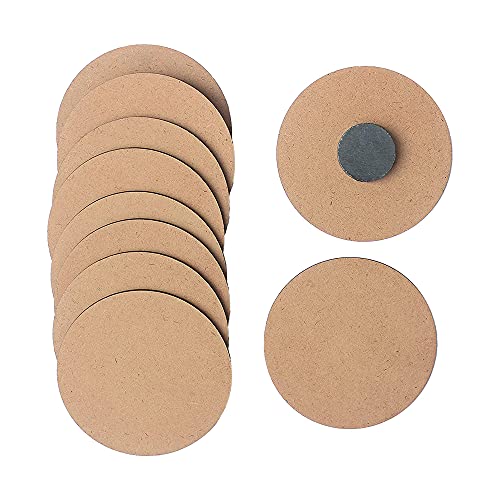 IVEI DIY MDF-Holzplatte, runder Bastelmagnet – Kühlschrankmagnete, leere Ausschnitte – 10er-Set – 3 mm – 7,6 cm Durchmesser zum Malen, Basteln, Decoupage, Kunstwerke aus Kunstharz und Dekoration von IVEI