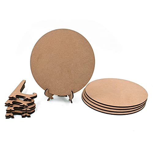 IVEI Runde Kunsttafel mit faltbarem Ständer, 5 Stück, MDF, einfarbig, rund, Holzplatte zum Malen und Dekorieren von IVEI