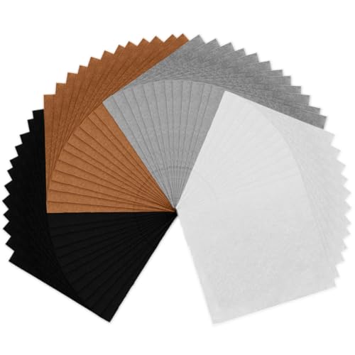 Filzstoff Bastelfilz Filz 48 Stück - 30 x 20cm Filzstoff, für Filzmatte Untersetzer Dekofilz Taschenfilz zum Nähen und DIY Basteln (Schwarz+weiß+Grau+Braun) von IVEOPPE