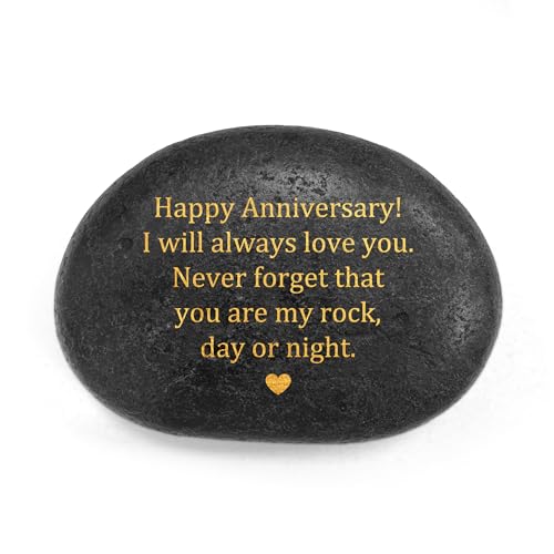 IWANTDIY Dekosteine "Happy Anniversary" – Herzerwärmendes "You are My Rock"-Hochzeitsgeschenk, inspirierendes Jubiläumsgeschenk für sie, dekoratives Accessoire, Jubiläumsgeschenk für Ihn von IWANTDIY