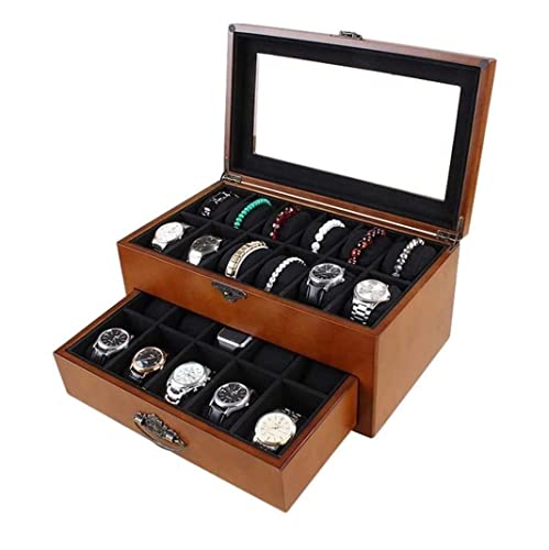 Uhrenbox Herren Uhrenbox Aus Holz Mit 22 Gittern, Schmuckschatulle, Schmuck-Organizer Und Aufbewahrung, Herausnehmbares Tablett Für Boxen, Aufbewahrungsbox, Aufbewahrungsbox Uhren Aufbewahrungsbox von IWENZHKPA