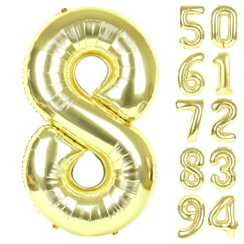 Champagner Gold 8 Luftballon Zahlenballons 40 Zoll 8 Geburtstag Dekorationen für Mädchen Geburtstagsballons Hellgold Partyzubehör Nummer 8 Ballon Champagner Gold 8 Luftballon Zahlenballons 40 Zoll 8 Geburtstag Dekorationen für Mädchen Geburtstagsballons Hellgold Partyzubehör Nummer 8 Ballon von IWERP