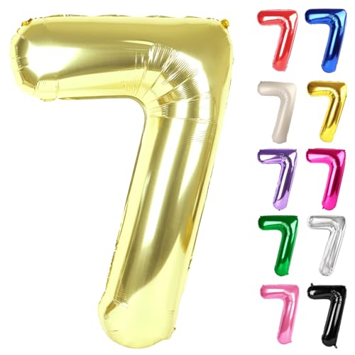 Champagner Gold Zahl 7 Ballon 101.6 cm, Weiß Gold 7 Ballon Zahl, 7 Geburtstag Dekorationen, Hellgold Party Supplies für Jungen Mädchen Champagner Gold Zahl 7 Ballon 101.6 cm, Weiß Gold 7 Ballon Zahl, 7 Geburtstag Dekorationen, Hellgold Party Supplies für Jungen Mädchen von IWERP