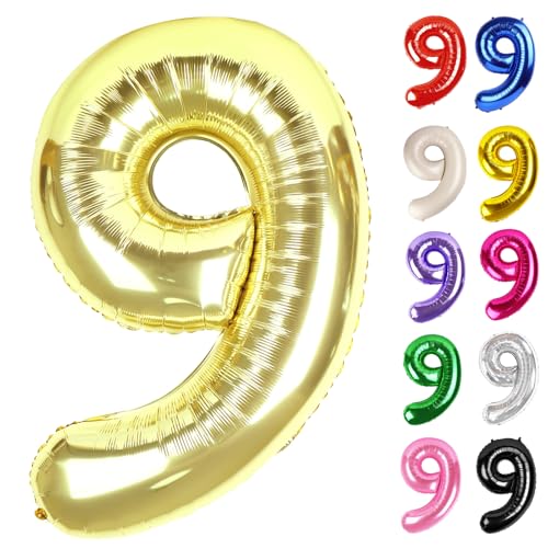 Champagner Gold Zahl 9 Ballon 40 Zoll, Weiß Gold 9 Ballon Zahl, 9 Geburtstag Dekorationen, Hellgold Partyzubehör für Jungen Mädchen Champagner Gold Zahl 9 Ballon 40 Zoll, Weiß Gold 9 Ballon Zahl, 9 Geburtstag Dekorationen, Hellgold Partyzubehör für Jungen Mädchen von IWERP