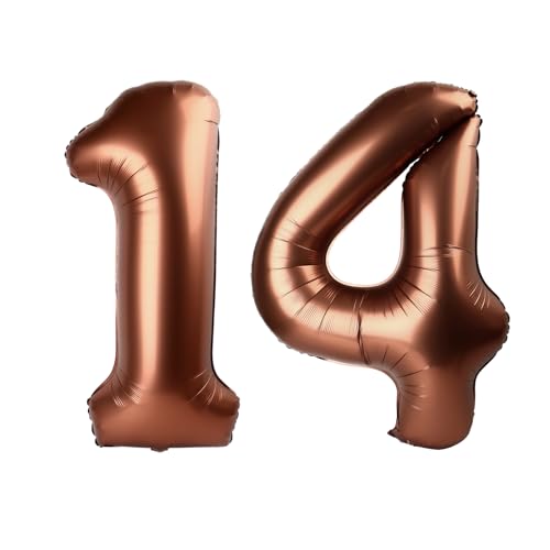 Dunkelbrauner Ballon Zahl 14, 101,6 cm, Kaffeebraun 14 Zahlenballons, Dekoration zum 14. Geburtstag, Schokolade, 14 Jahre alte Mädchen Jungen Partyzubehör von IWERP