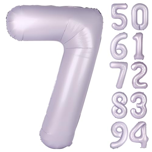 Flieder 7 Luftballon Zahlenballons 101.6 cm 7 Geburtstag Dekorationen für Mädchen Kinder Party Dekoration für Frauen Zahl 7 Ballon Flieder 7 Luftballon Zahlenballons 101.6 cm 7 Geburtstag Dekorationen für Mädchen Kinder Party Dekoration für Frauen Zahl 7 Ballon von IWERP