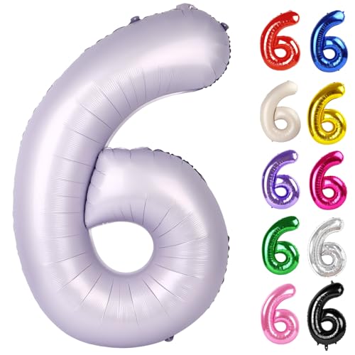 Flieder Ballon Zahl 6 101.6 cm, Lavendel 6 Ballon Zahl, 6 Geburtstag Dekorationen, Pastell Flieder Mauve Partyzubehör für Jungen Mädchen Flieder Ballon Zahl 6 101.6 cm, Lavendel 6 Ballon Zahl, 6 Geburtstag Dekorationen, Pastell Flieder Mauve Partyzubehör für Jungen Mädchen von IWERP