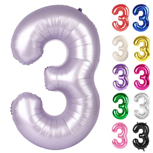 Flieder Luftballon Zahl 3 101.6 cm, Lavendel 3 Ballon Zahl, Pastell Flieder Mauve 3. Geburtstag Dekorationen, Pastell Flieder Mauve Party Supplies für Jungen Mädchen Flieder Luftballon Zahl 3 101.6 cm, Lavendel 3 Ballon Zahl, Pastell Flieder Mauve 3. Geburtstag Dekorationen, Pastell Flieder Mauve Party Supplies für Jungen Mädchen von IWERP