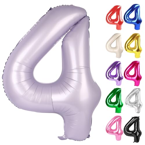Flieder Luftballon Zahl 4 101.6 cm, Lavendel 4 Ballon Zahl, 4 Geburtstag Dekorationen, Pastell Flieder Mauve Partyzubehör für Jungen Mädchen Flieder Luftballon Zahl 4 101.6 cm, Lavendel 4 Ballon Zahl, 4 Geburtstag Dekorationen, Pastell Flieder Mauve Partyzubehör für Jungen Mädchen von IWERP