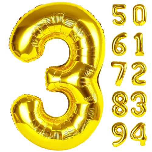 Gold 3 Luftballon Zahlenballon 40 Zoll 3. Drei Jahre alt Geburtstag Deko Gold Party Supplies für Partydekorationen Zahl 3 Ballon Gold 3 Luftballon Zahlenballon 40 Zoll 3. Drei Jahre alt Geburtstag Deko Gold Party Supplies für Partydekorationen Zahl 3 Ballon von IWERP