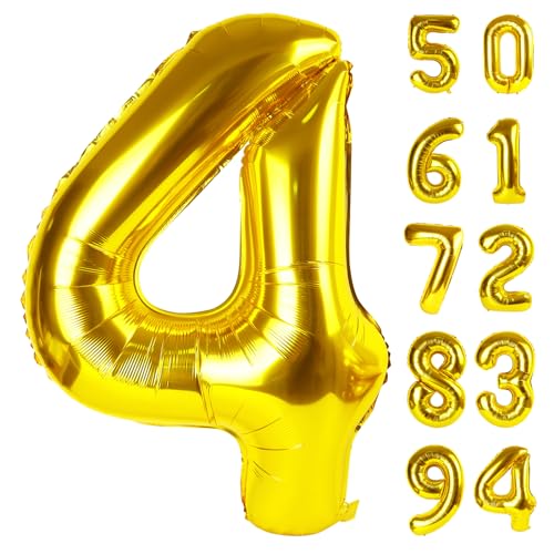 Gold 4 Luftballon, Zahlenballon 40 Zoll, 4. Gold und Schwarz Party Dekorationen, Vier Große Zahlen für Party Dekor, Zahl 4 Ballon Gold 4 Luftballon, Zahlenballon 40 Zoll, 4. Gold und Schwarz Party Dekorationen, Vier Große Zahlen für Party Dekor, Zahl 4 Ballon von IWERP