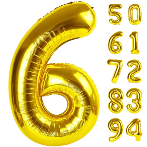 Gold 6 Ballon, Zahlenballon 40 Zoll, Gold und Schwarz Partyzubehör 6. Luftballons zum Geburtstag, 6 Geburtstag Ballon, Zahl 6 Ballon Gold 6 Ballon, Zahlenballon 40 Zoll, Gold und Schwarz Partyzubehör 6. Luftballons zum Geburtstag, 6 Geburtstag Ballon, Zahl 6 Ballon von IWERP