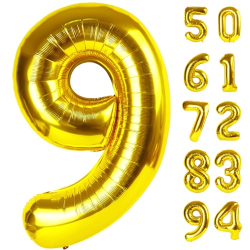 Gold 9 Luftballon Zahlenballon 40 Zoll Gold Party Dekorationen Riesige Geburtstagsdekorationen für 9. 19. 29. 90. Ballon Zahl 9 Gold 9 Luftballon Zahlenballon 40 Zoll Gold Party Dekorationen Riesige Geburtstagsdekorationen für 9. 19. 29. 90. Ballon Zahl 9 von IWERP