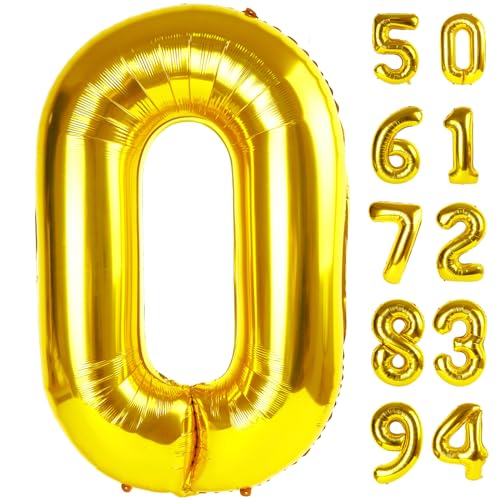 Goldene Zahlenluftballons, 101,6 cm, 101,6 cm, 101,6 cm, Zahlen 0, Geburtstagsdekoration, Partyzubehör für Männer und Frauen, goldene Luftballons Goldene Zahlenluftballons, 101,6 cm, 101,6 cm, 101,6 cm, Zahlen 0, Geburtstagsdekoration, Partyzubehör für Männer und Frauen, goldene Luftballons von IWERP