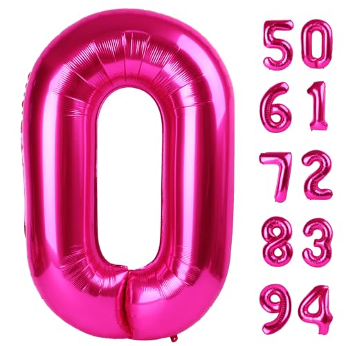 Hot Pink Zahlenballon 40 Zoll, 0 Zahlenballons, 10 20 30 40 50 Zahlen Ballon Geburtstagsdekorationen, Partyzubehör für Frauen Hot Pink Zahlenballon 40 Zoll, 0 Zahlenballons, 10 20 30 40 50 Zahlen Ballon Geburtstagsdekorationen, Partyzubehör für Frauen von IWERP