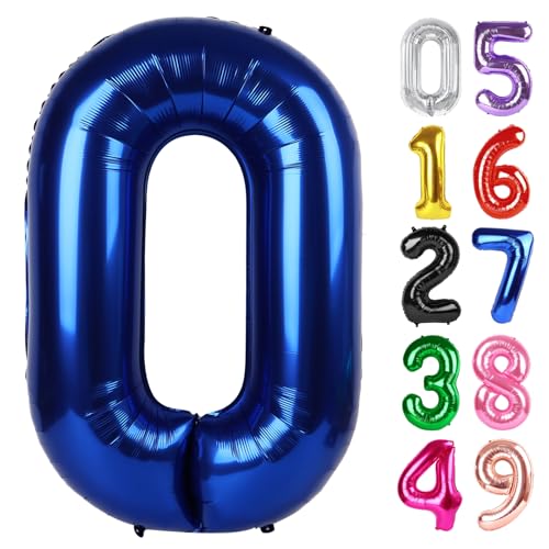 Nachtblau Luftballon Zahl 0 40 Zoll, 0 Geburtstag Party Dekorationen für Kinder, Riesen Glitzer 0 Form Folienballon für Partybedarf von IWERP