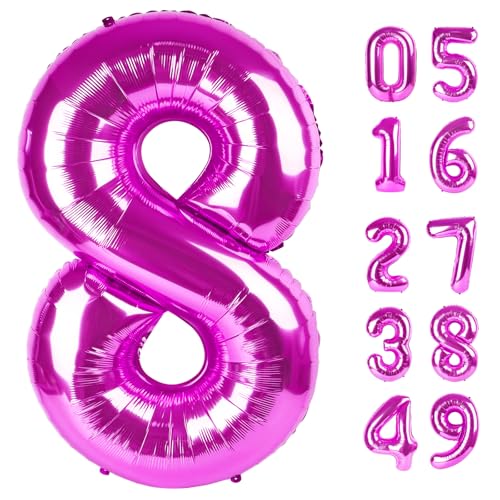 Rosy Lila Luftballon 8 Zahlenballons 40 Zoll 8 Geburtstag Dekorationen für Mädchen Geburtstagsballons Rosy Lila Partyzubehör Nummer 8 Ballon von IWERP