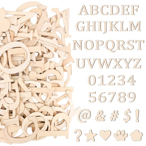 128 Stück 12,7 cm Holzbuchstaben zum Basteln, kleine Holzbuchstaben, Zahlen und Symbole, unfertige Bastelbuchstaben zum Malen, DIY-Projekt, Wanddekoration, Rechtschreibung, Bildung, hausgemachtes von IWOLOMI